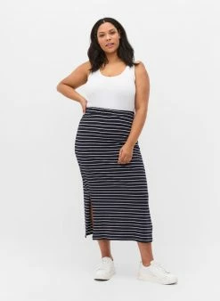 Zizzi Jupe Crayon - Blue Stripe