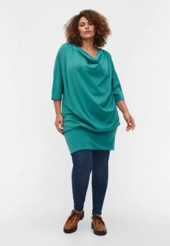 Zizzi WITH 3/4-SLEEVES - Robe Pull - Teal Green Melange