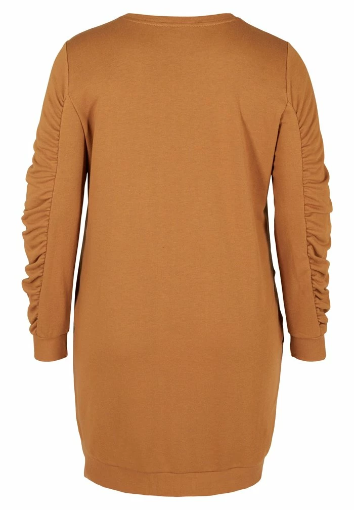 Zizzi MIT TASCHEN UND DRAPIERTEN ÄRMELN - Robe En Jersey - Brown 3 Zizzi MIT TASCHEN UND DRAPIERTEN ÄRMELN - Robe En Jersey - Brown – Image 3