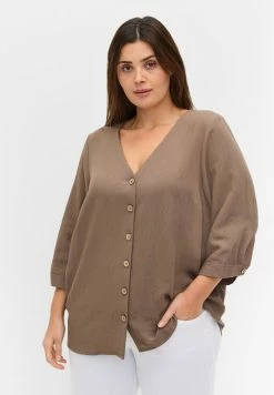 Zizzi VMACY, 3/4, V-NECK - Blouse - Brown