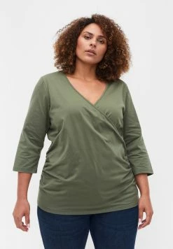 Zizzi MIT 3/4-ÄRMELN UND WICKELLOOK - Blouse - Thyme