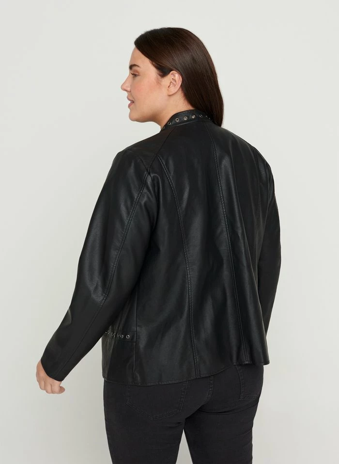 Zizzi Veste En Similicuir - Black 3 Zizzi Veste En Similicuir - Black – Image 3
