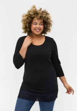 Zizzi T-shirt à Manches Longues - Black