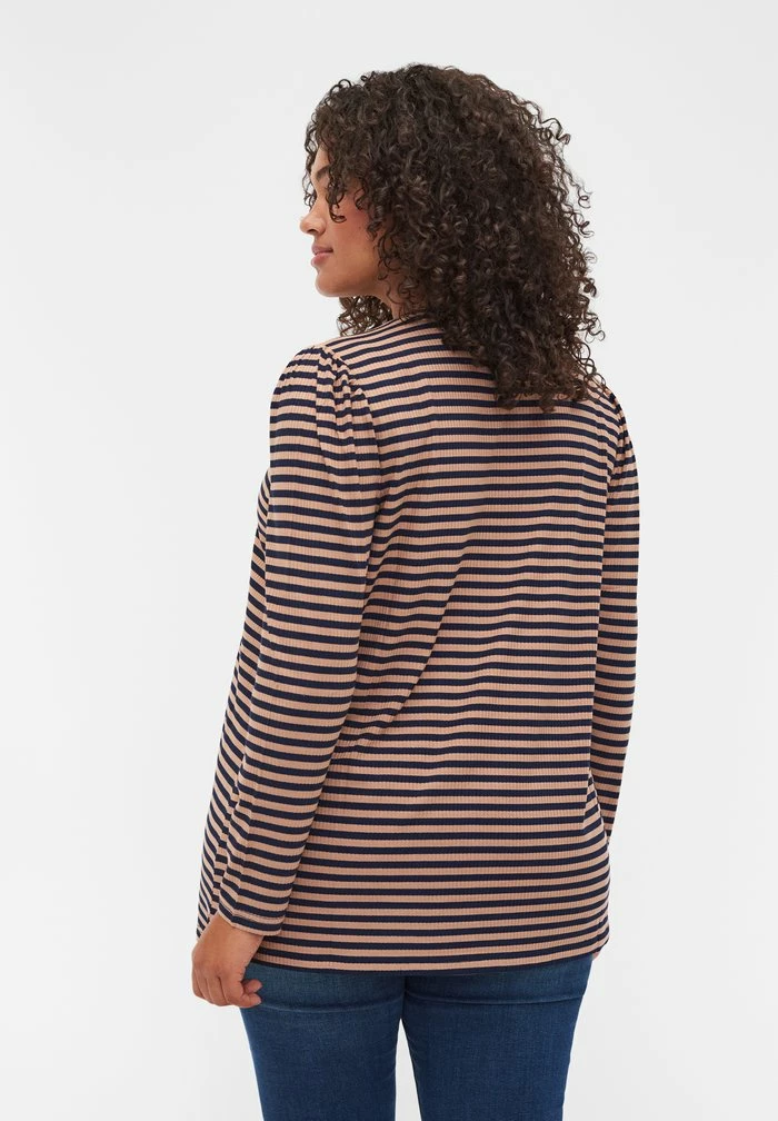 Zizzi Blouse - Blue Camel Stripe 3 Zizzi Blouse - Blue Camel Stripe – Image 3