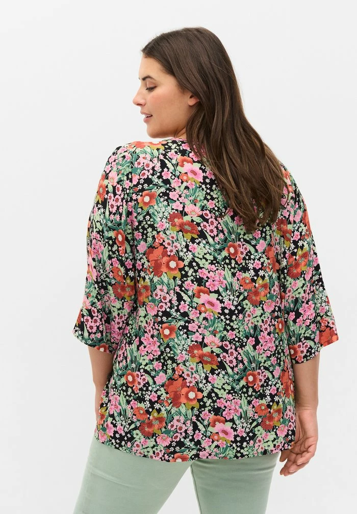 Zizzi MIT 3/4-ÄRMELN UND BLUMENPRINT - Blouse - Green Flower Aop 3 Zizzi MIT 3/4-ÄRMELN UND BLUMENPRINT - Blouse - Green Flower Aop – Image 3