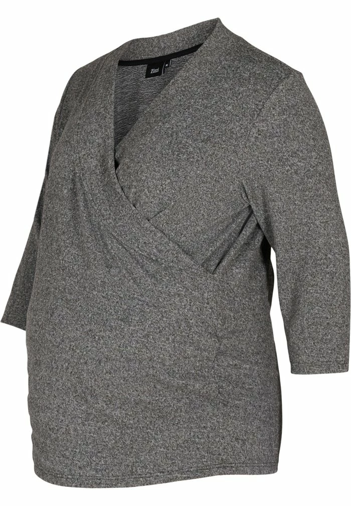 Zizzi Blouse - Dark Grey Melange 1 Zizzi Blouse - Dark Grey Melange