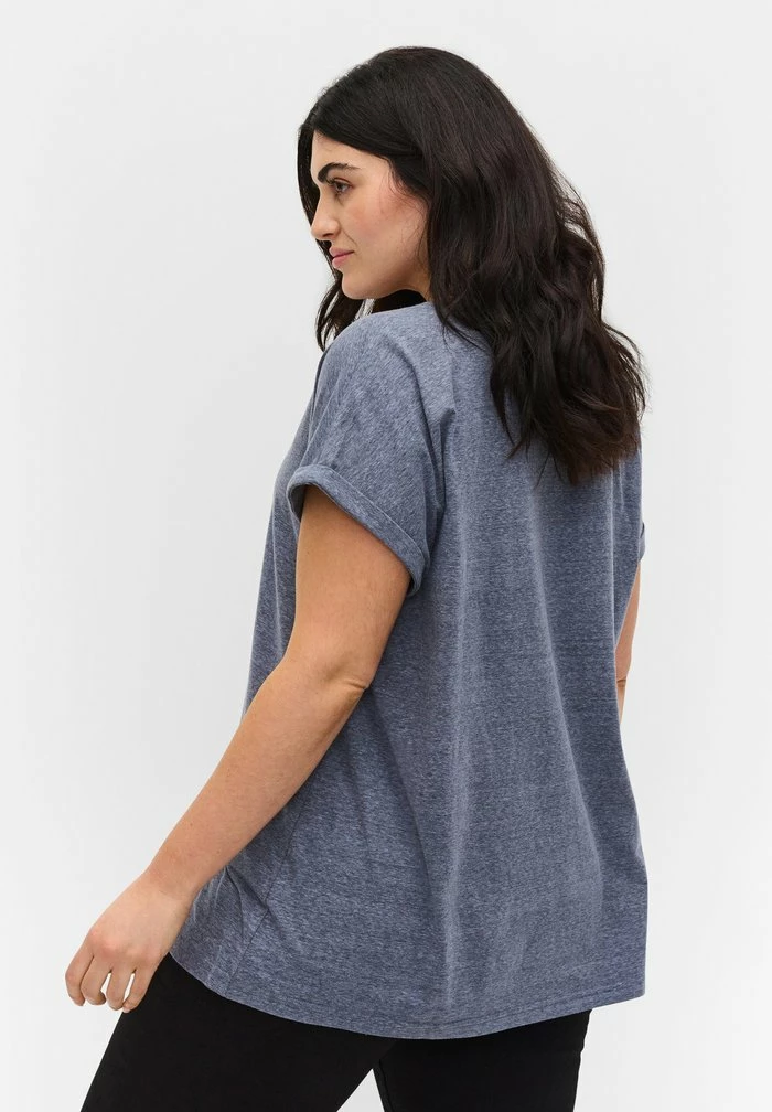 Zizzi T-shirt Basique - Navy Blazer Melange 3 Zizzi T-shirt Basique - Navy Blazer Melange – Image 3