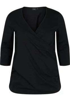 Zizzi MIT 3/4-ÄRMELN UND WICKELLOOK - Blouse - Black