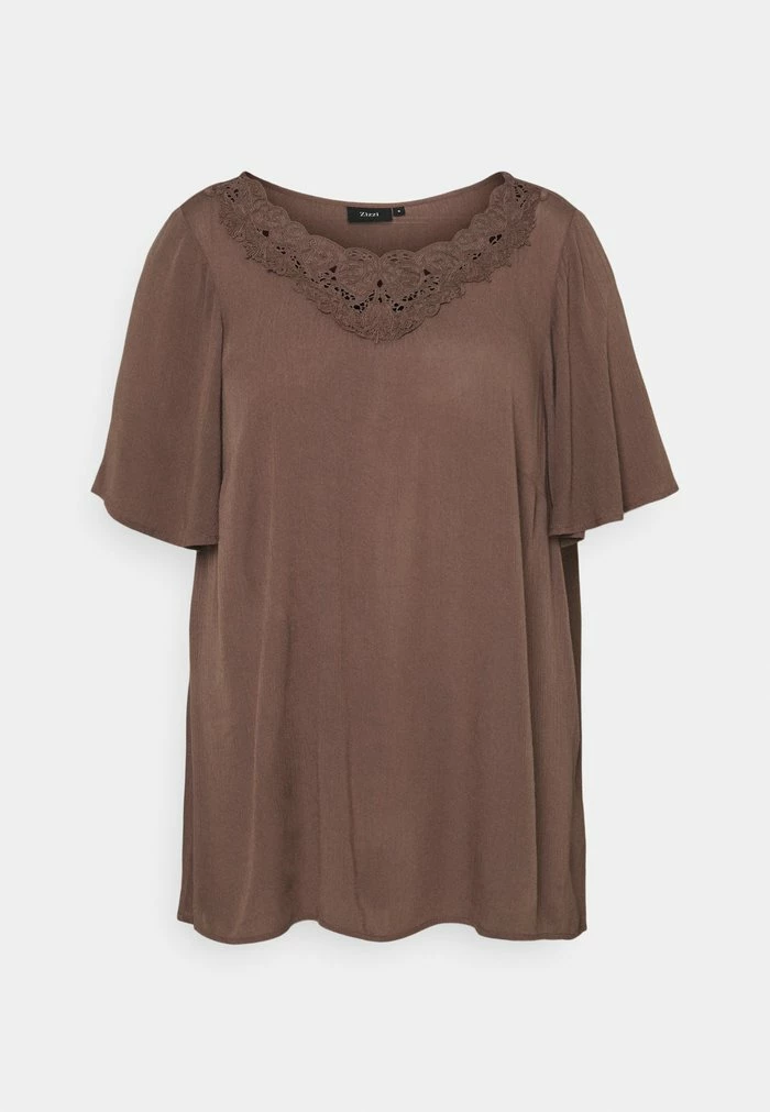 Zizzi EROSE BLOUSE - Blouse - Deep Taupe 4 Zizzi EROSE BLOUSE - Blouse - Deep Taupe – Image 4