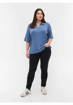 Zizzi 2/4 SLEEVES - Polo - Blue Melange