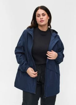 Zizzi MIT VERSTELLBAREM SAUM UND KAPUZE - Veste Imperméable - Navy Blazer