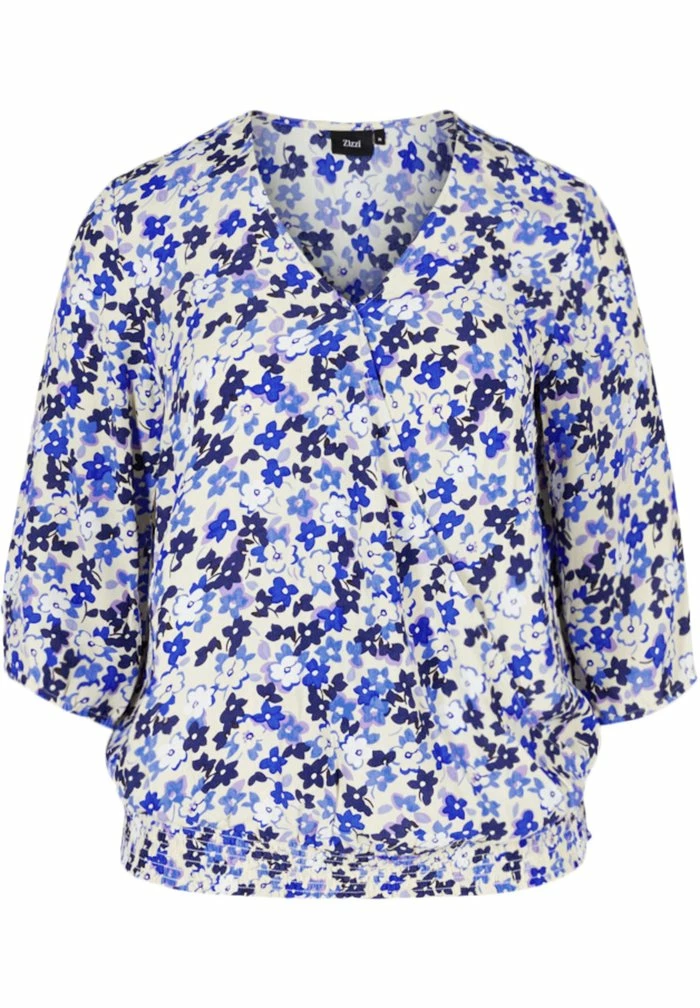 Zizzi Blouse - Blue Flower Aop 4 Zizzi Blouse - Blue Flower Aop – Image 4