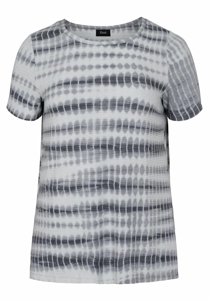 Zizzi T-shirt Imprimé - White Black Tie Dye 2 Zizzi T-shirt Imprimé - White Black Tie Dye – Image 2