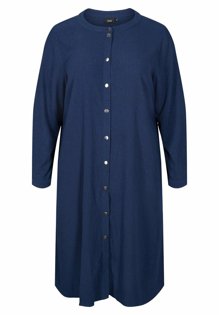 Zizzi LONG-SLEEVED, TEXTURED - Robe Chemise - Navy Blazer 2 Zizzi LONG-SLEEVED, TEXTURED - Robe Chemise - Navy Blazer – Image 2