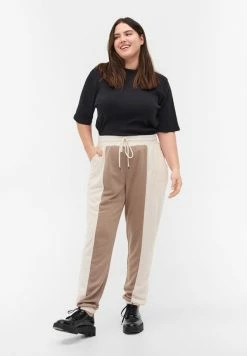 Zizzi COLOURBLOCK - Pantalon De Survêtement - Timber Wolf Birch