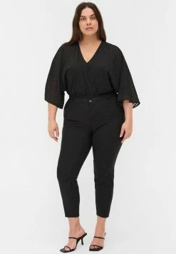 Zizzi KLASSISKE MED HØJ TALJE OG ANKELLÆNGDE - Chino - Black