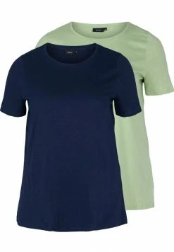 Zizzi 2 PACK SHORT SLEEVED - T-shirt Basique - Navy B/reseda