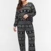 Zizzi Bas De Pyjama - Black Aop -France Zizzi Soldes 2022 de25e775267d484886eba91988769fbe