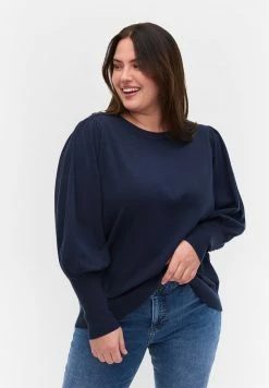 Zizzi MIT DEKORATIVEN - Pullover - Navy Blazer