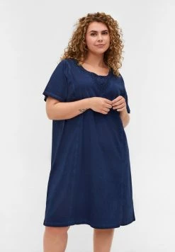 Zizzi Robe En Jersey - Blue Washed