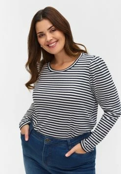Zizzi Blouse - N. Sky White Stripe