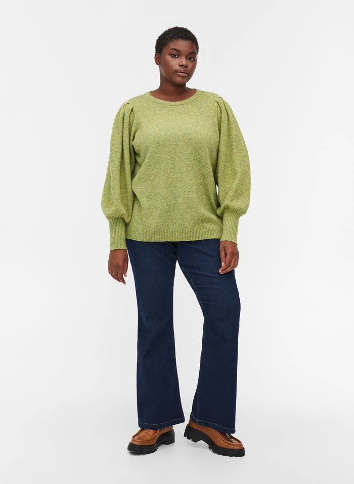 Zizzi Pullover - Green Olive Mel 2 Zizzi Pullover - Green Olive Mel – Image 2