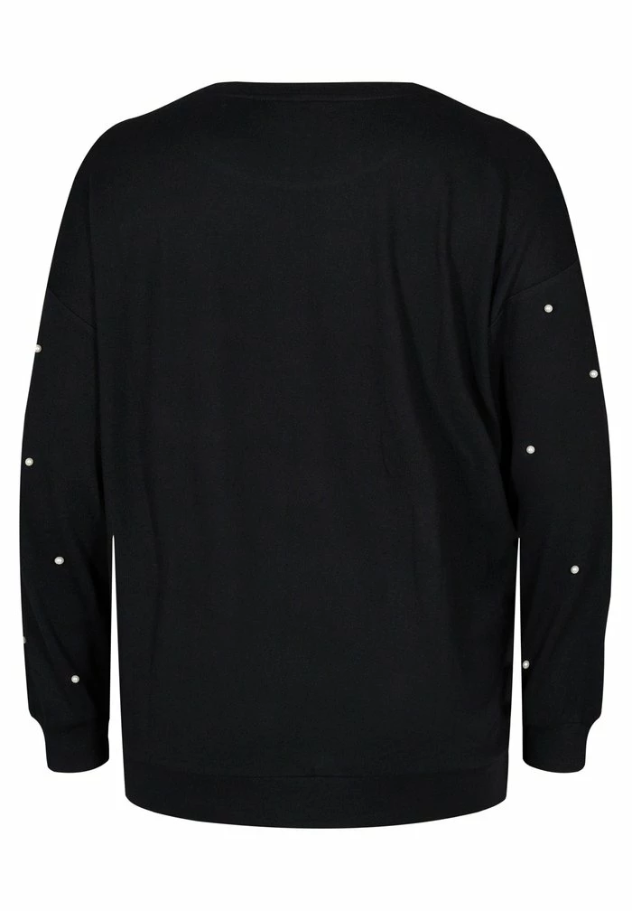 Zizzi MIT PERLEN - Pullover - Black W. White Beads 2 Zizzi MIT PERLEN - Pullover - Black W. White Beads – Image 2