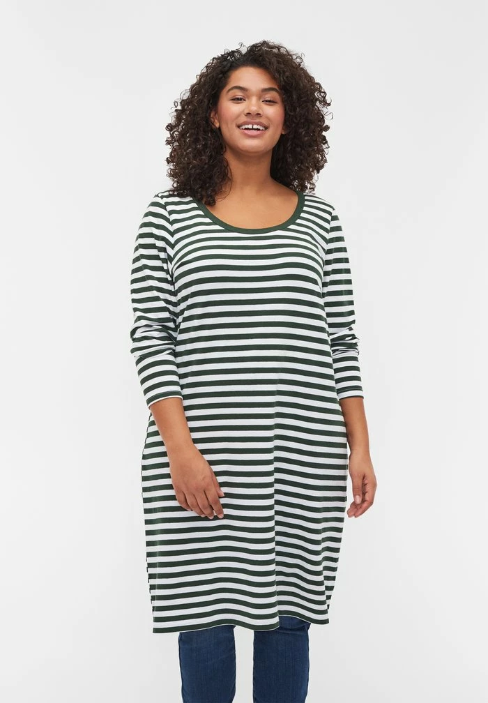 Zizzi MIT 3/4-ÄRMELN - Robe En Jersey - Green 1 Zizzi MIT 3/4-ÄRMELN - Robe En Jersey - Green