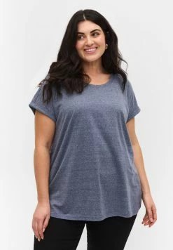 Zizzi T-shirt Basique - Navy Blazer Melange