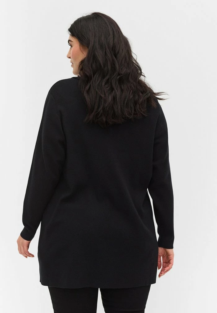 Zizzi WITH A RUFFLE COLLAR AND POCKETS - Gilet - Black 3 Zizzi WITH A RUFFLE COLLAR AND POCKETS - Gilet - Black – Image 3