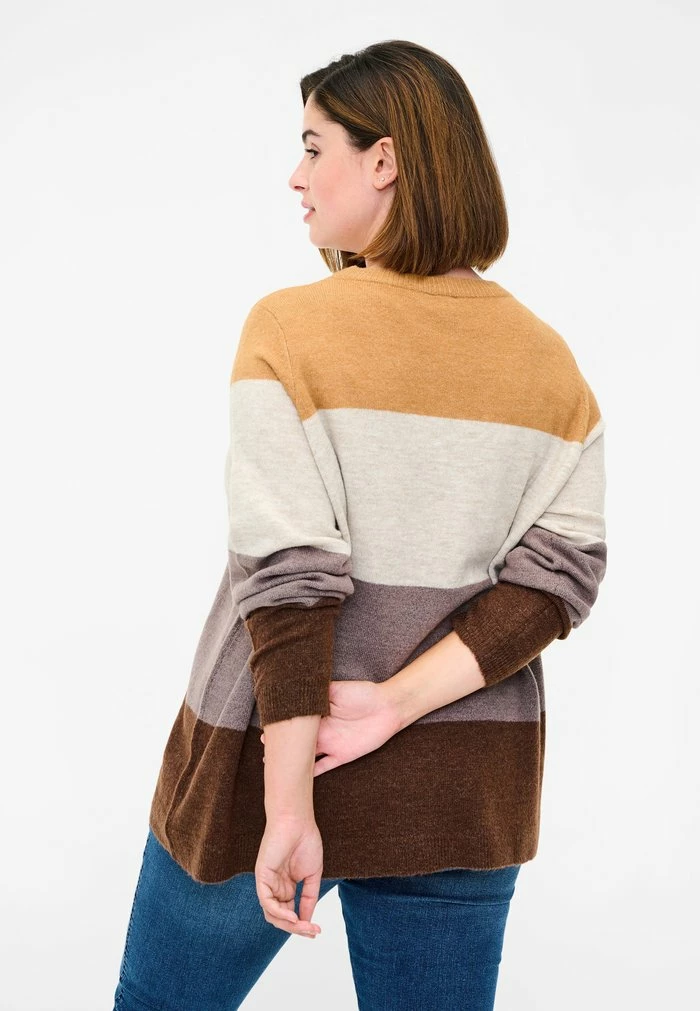 Zizzi GESTREIFTE MIT RIPPBÜNDCHEN - Pullover - Rocky Road Comb 3 Zizzi GESTREIFTE MIT RIPPBÜNDCHEN - Pullover - Rocky Road Comb – Image 3