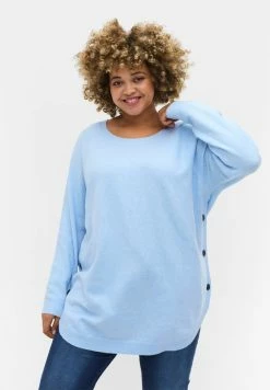 Zizzi MIT DETAILS - Pullover - Chambray Blue Mel