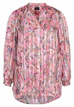 Zizzi MIT BLUMENPRINT, V-AUSSCHNITT UND LANGEN ÄRMELN - Blouse - Pink Feather