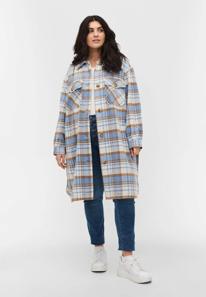 Zizzi Manteau Classique - Blue 1 Zizzi Manteau Classique - Blue