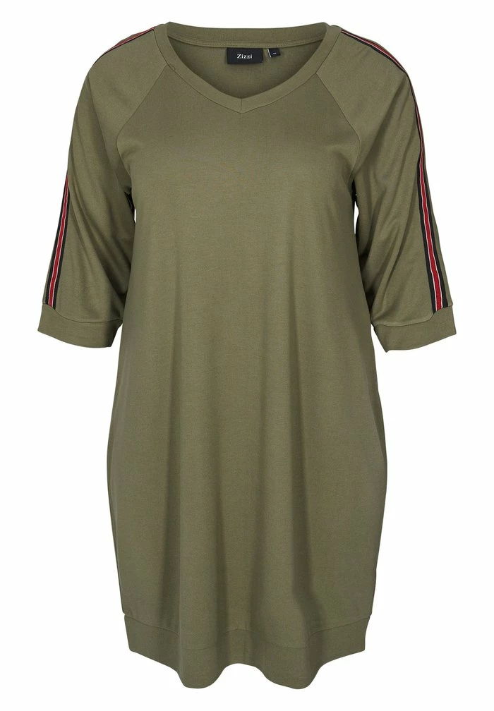 Zizzi KJOLE - Robe De Jour - Dusty Olive 4 Zizzi KJOLE - Robe De Jour - Dusty Olive – Image 4