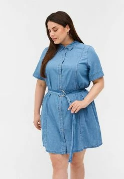 Zizzi Robe En Jean - Light Blue Denim