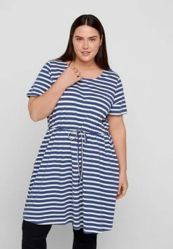 Zizzi SHORT SLEEVED - Robe De Jour - Twilight Blue/stripe