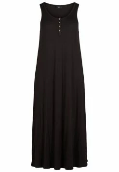 Zizzi STRIBET MIDI - Robe Pull - Black Solid