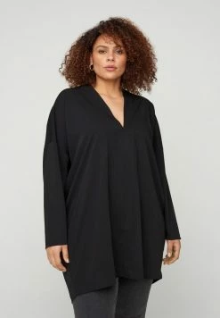 Zizzi LONG-SLEEVED WITH A V-NECK - Tunique - Black