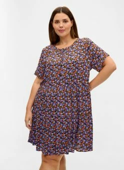 Zizzi KURZARM MIT A-LINIE - Robe Chemise - Blue