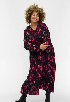 Zizzi PRINTED WITH BUTTONS - Robe Chemise - Black Pink Aop