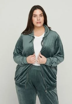 Zizzi MIT REISSVERSCHLUSS - Sweat à Capuche Zippé - Green