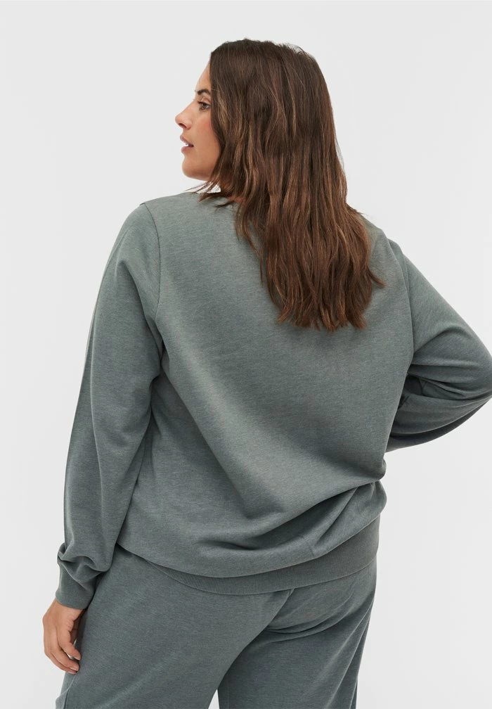 Zizzi Sweatshirt - Balsam Green Mel 2 Zizzi Sweatshirt - Balsam Green Mel – Image 2